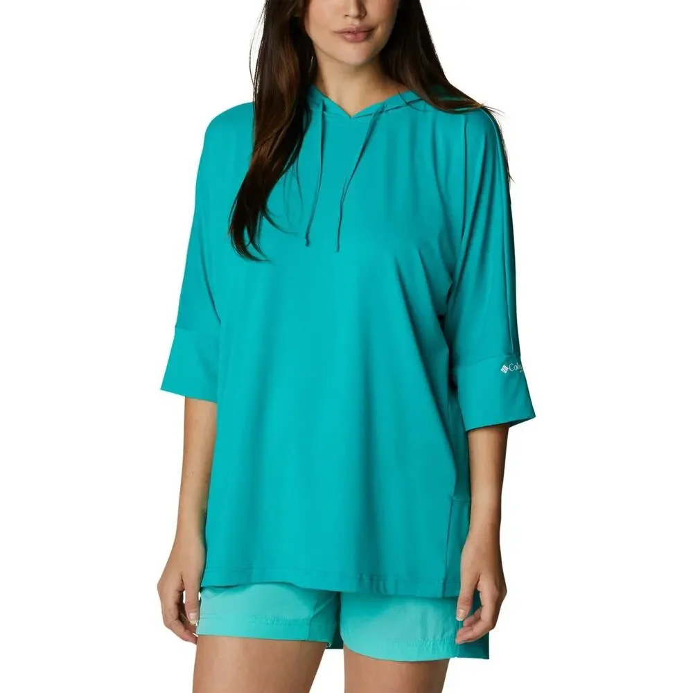 COLUMBIA Women’s Hooded PFG FREEZER COVER-UP OMNI-SHADE Teal, Medium